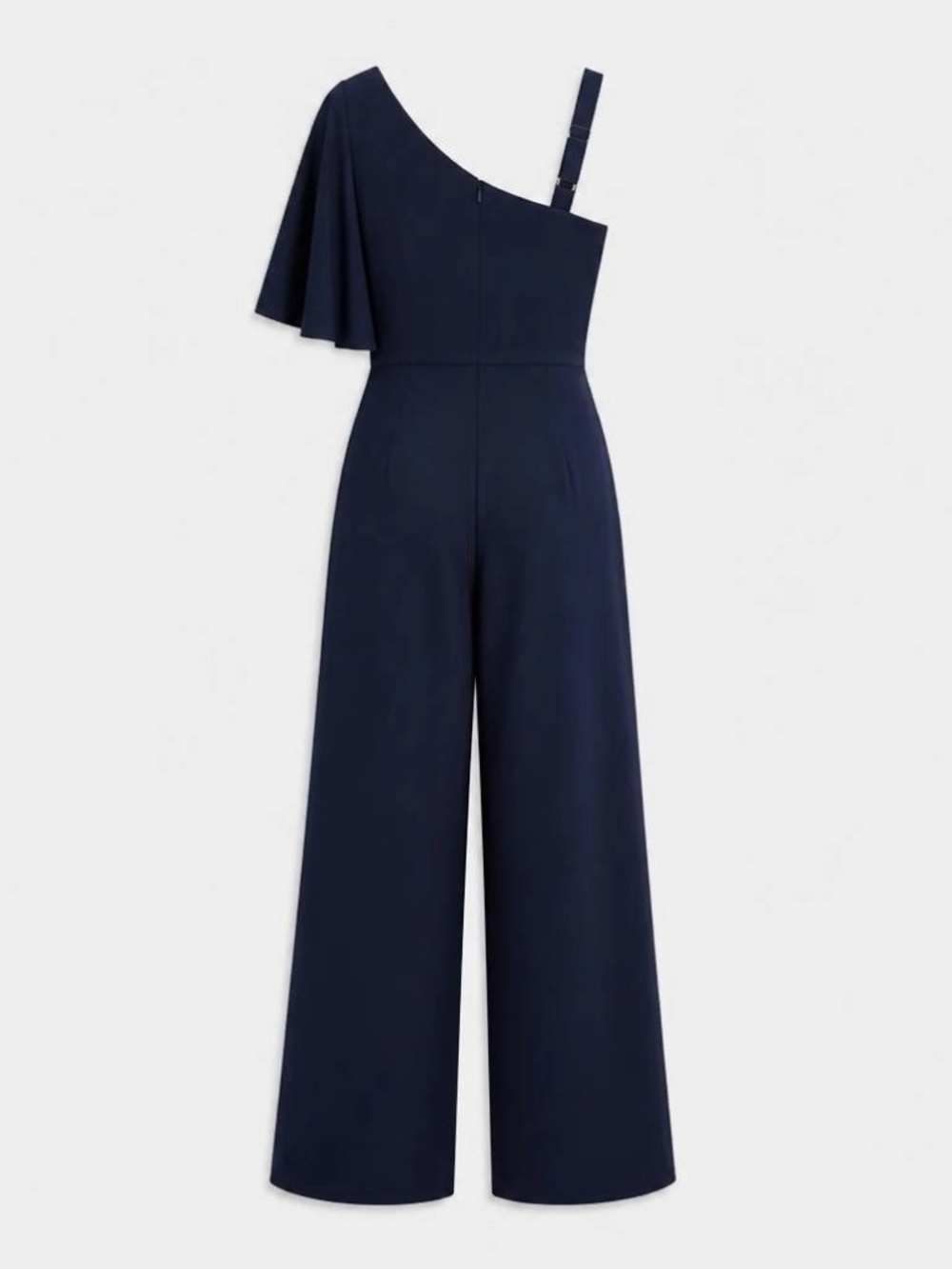 Roz & Ali Navy One-Shoulder Wide-Leg Jumpsuit with Flutter Sleeve